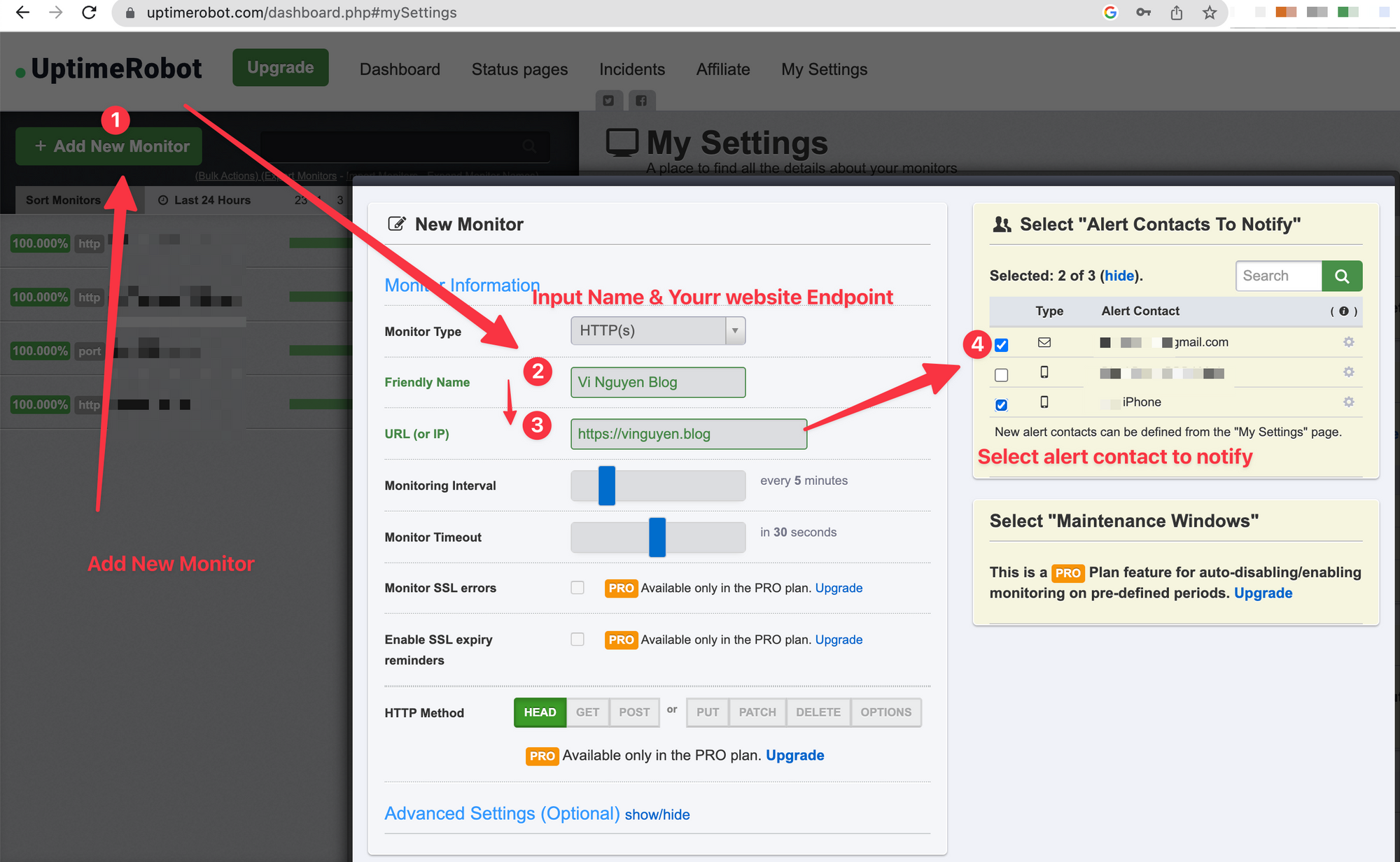 Blog development series -  Setup health check Ghost Blog with Uptime Robot